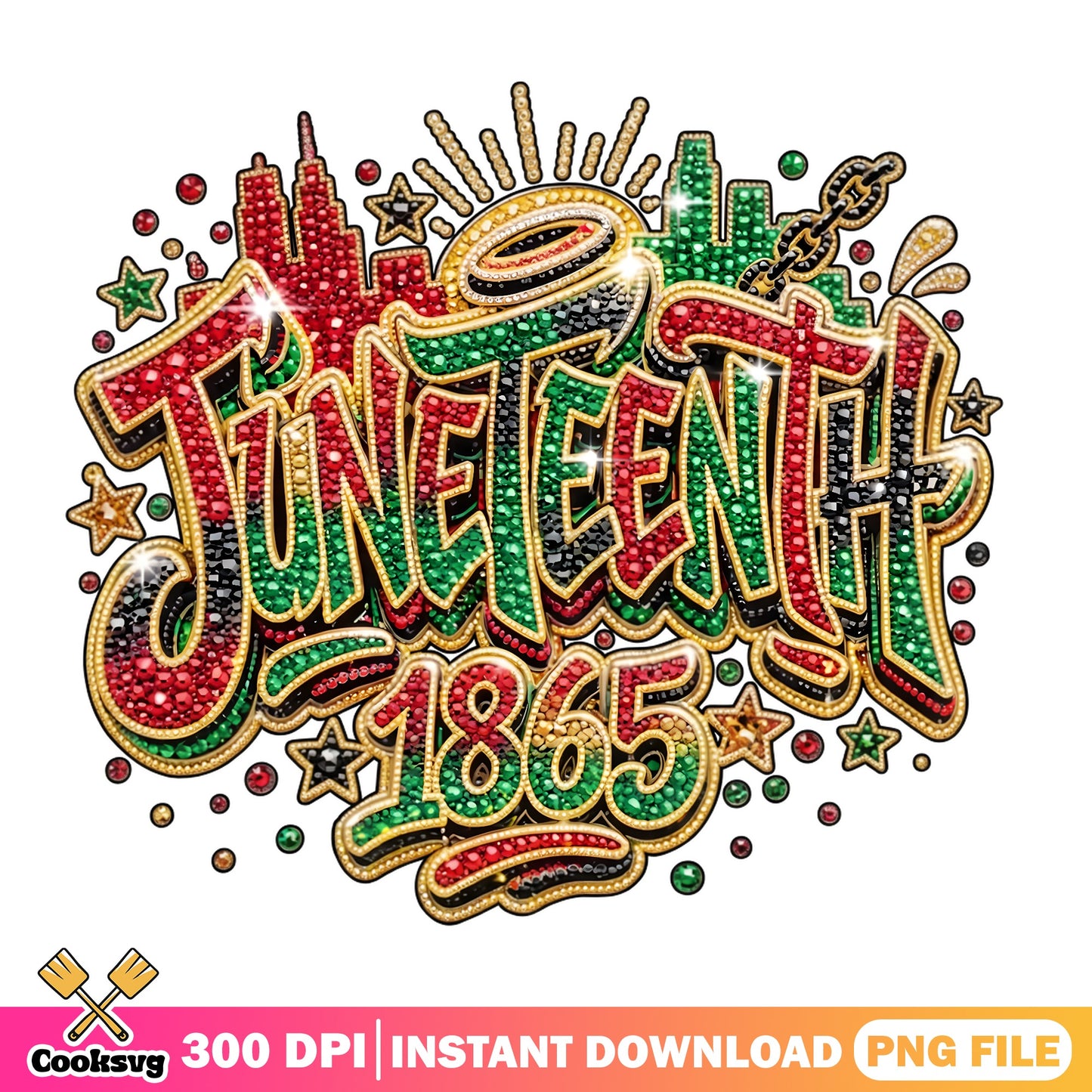 Juneteenth 1865 Bling PNG, Black History Month PNG, Freedom PNG