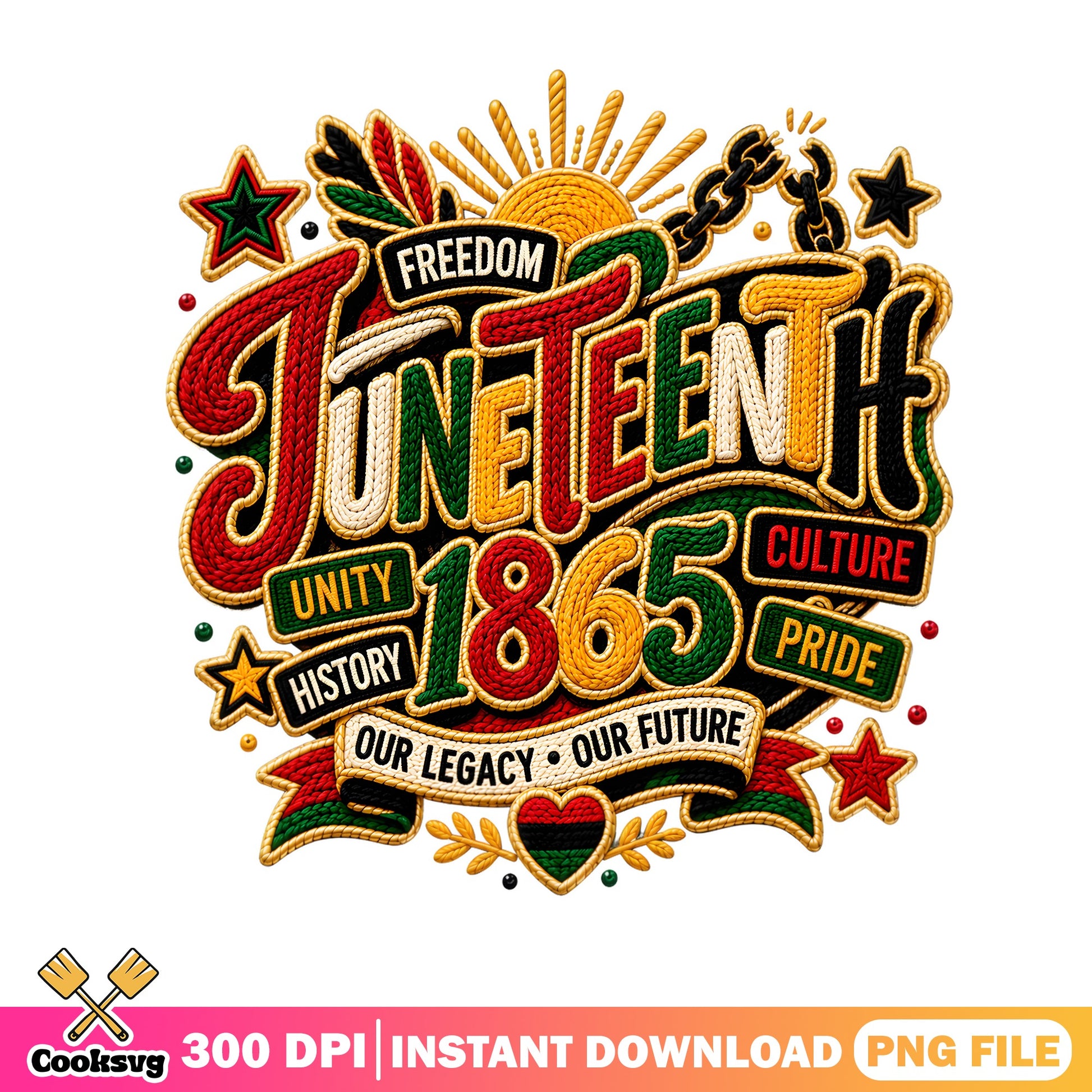 Juneteenth 1865 Freedom Embroidery PNG, Black History PNG, Pride PNG