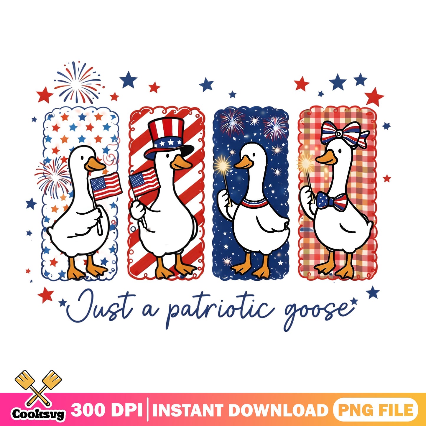 Just A Patriotic Goose PNG, 4th Of July PNG, America Goose PNG