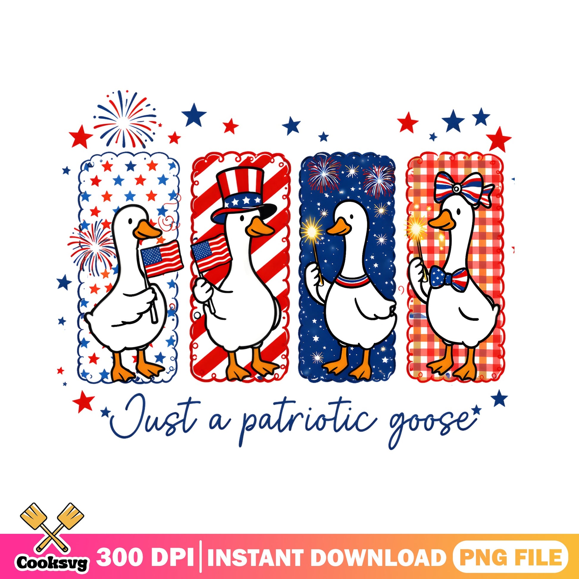 Just A Patriotic Goose PNG, 4th Of July PNG, American Flag PNG