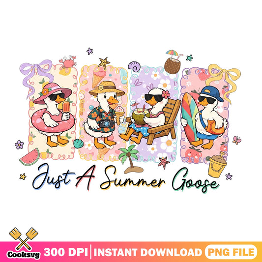 Just A Summer Goose PNG, Cute Duck Beach Bundle, Summer PNG