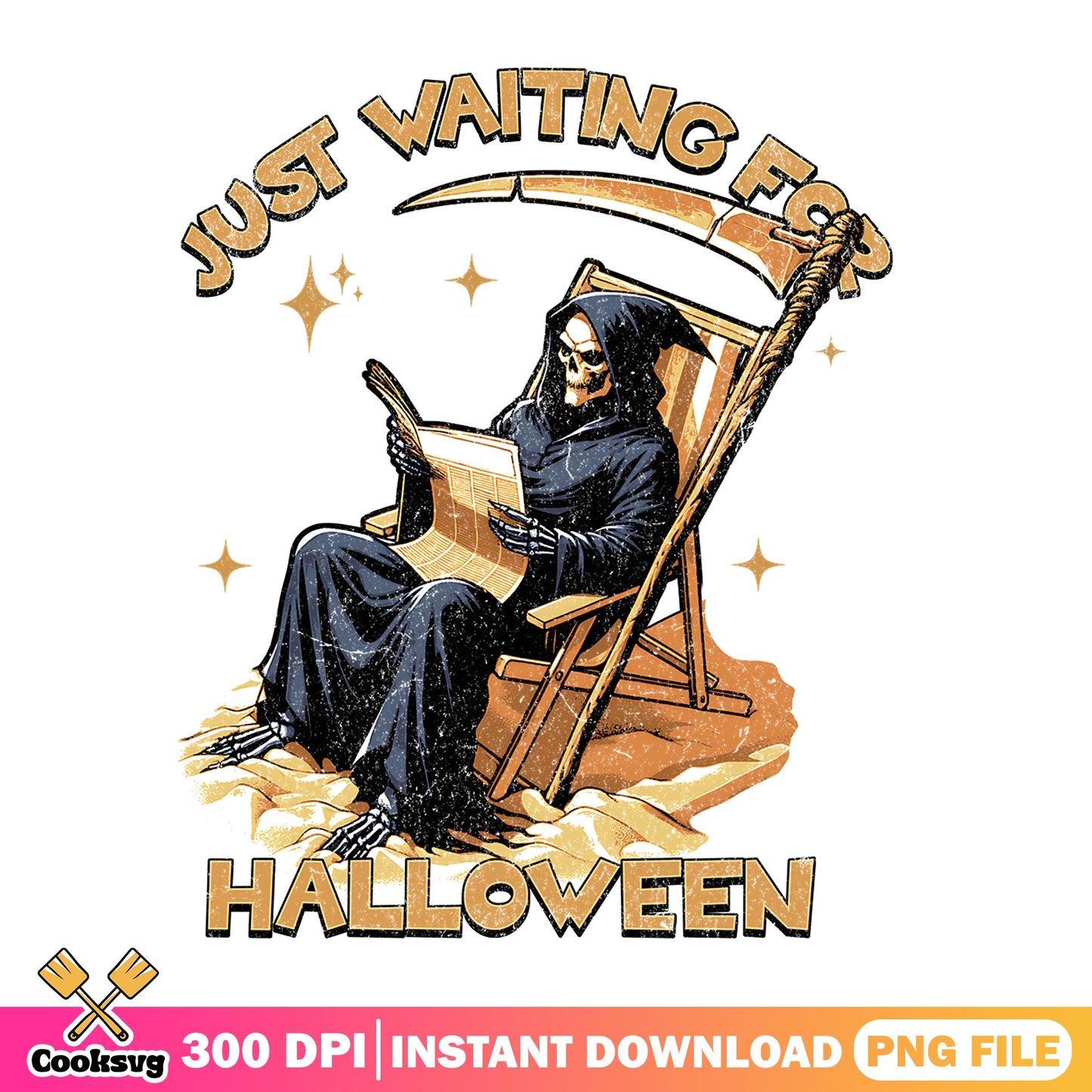 Just Waiting For Halloween PNG, Grim Reaper PNG, Spooky PNG