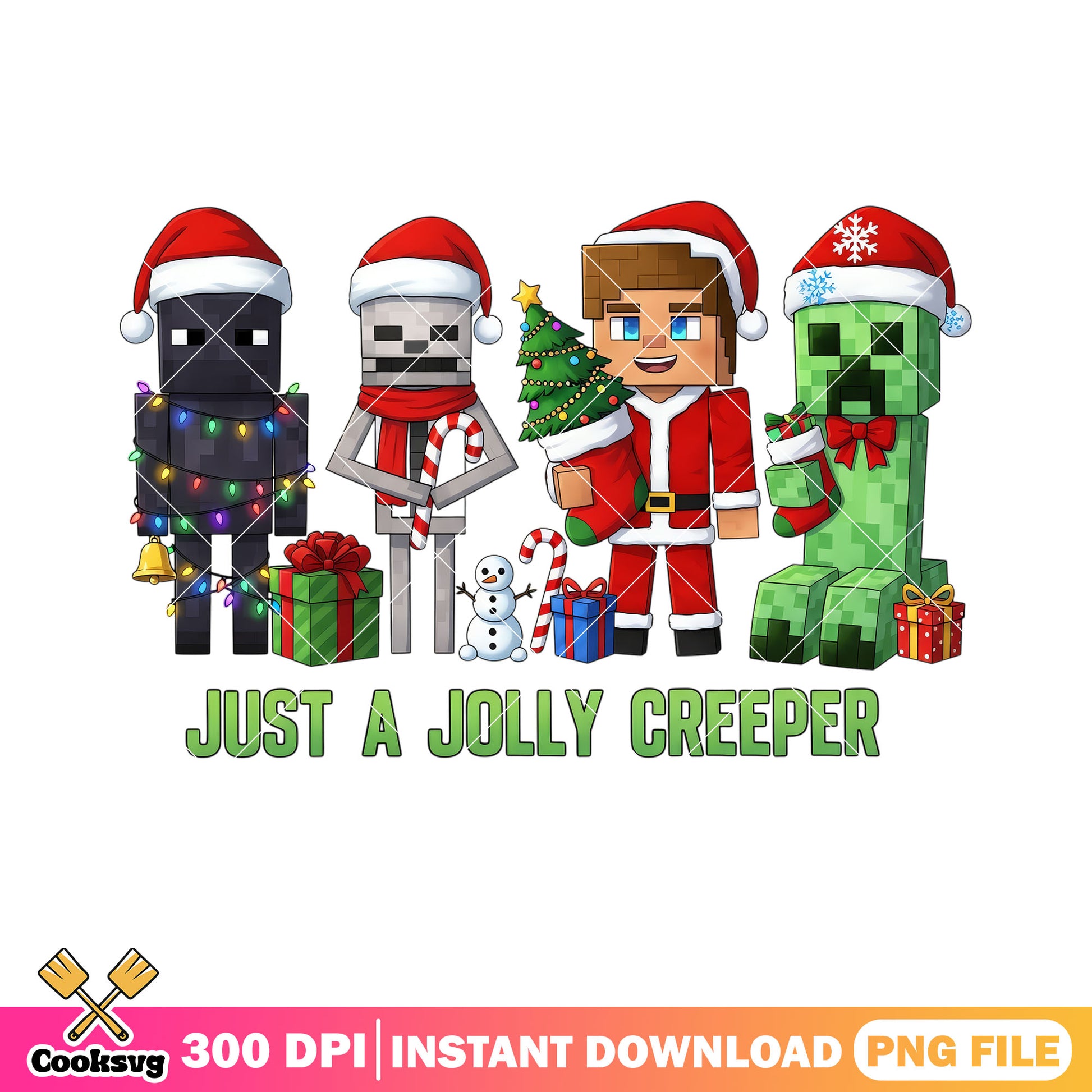 Just a jolly creeper png, christmas hat png, minecraft png