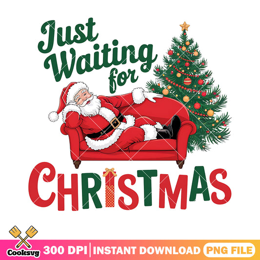 Just waiting for christmas png, santa merry christmas​ png, stamp png