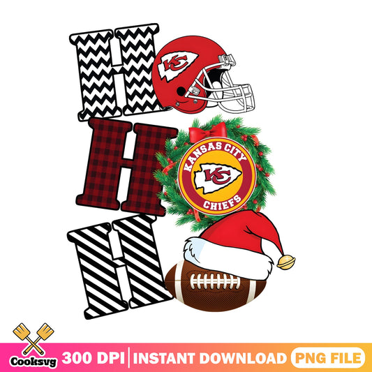 Kansas City Chiefs Christmas PNG, Ho Ho Ho NFL PNG, Football PNG