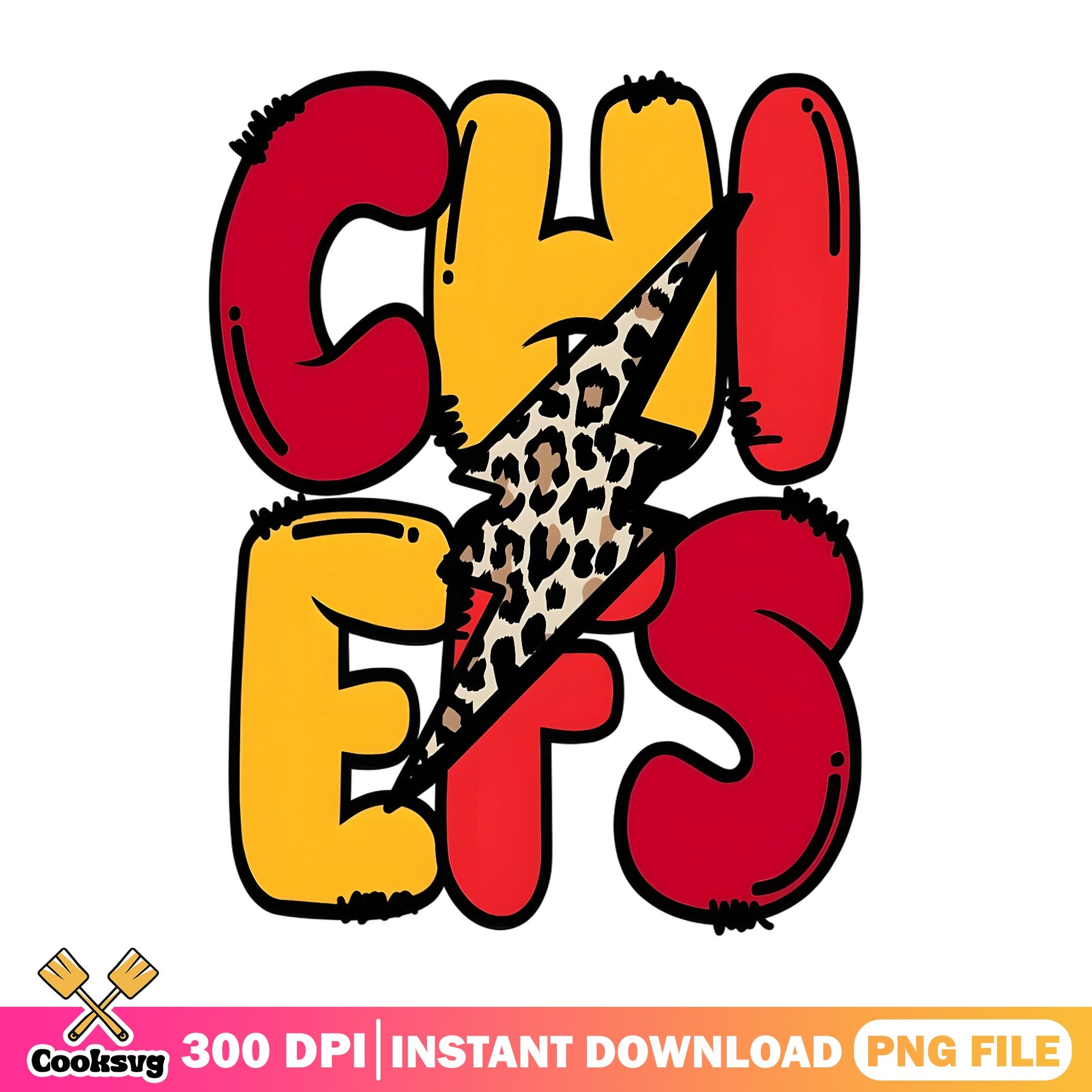 Kansas City Chiefs Leopard Lightning Bolt PNG, Chiefs PNG, Football PNG