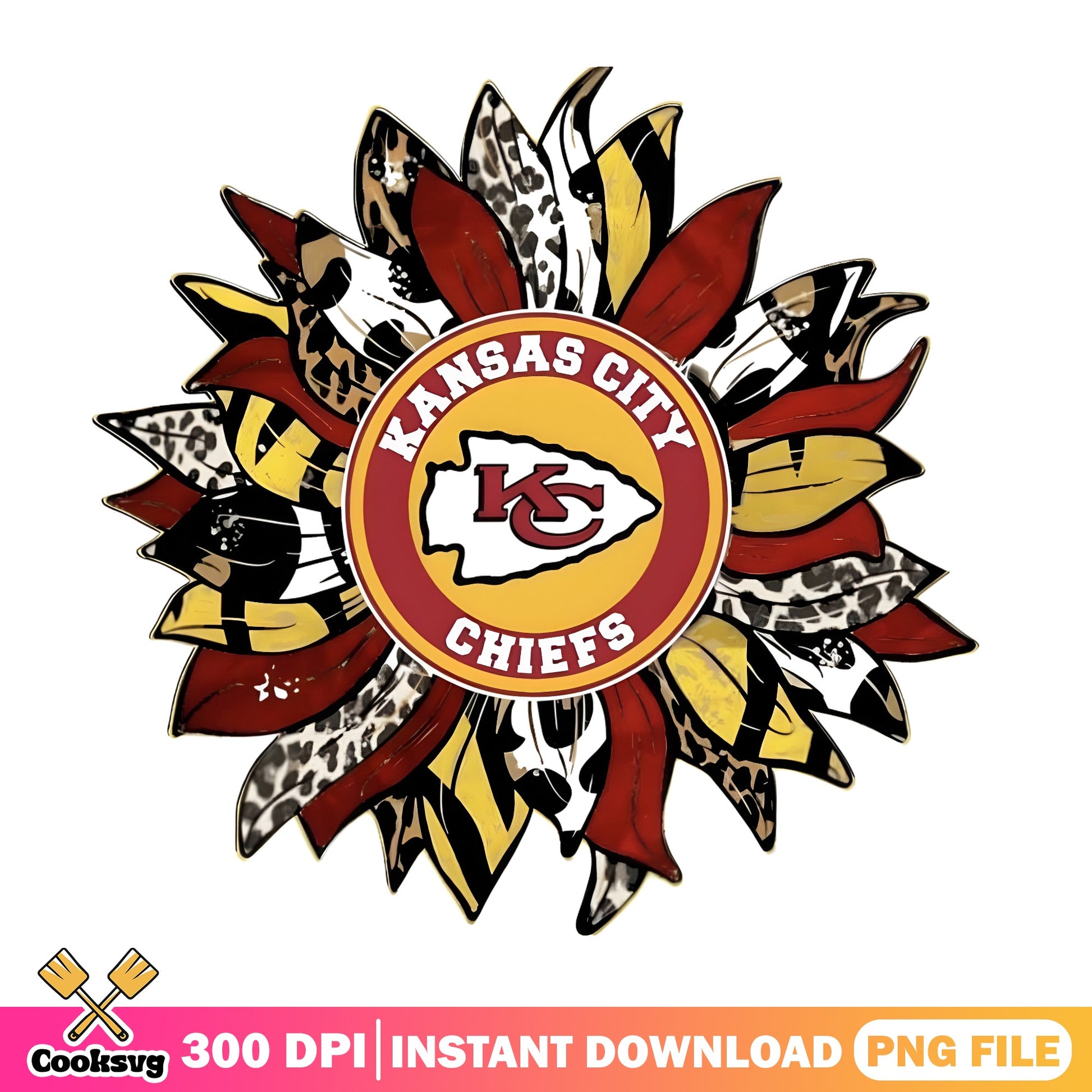 Kansas City Chiefs Sunflower PNG, NFL Chiefs PNG, Football PNG