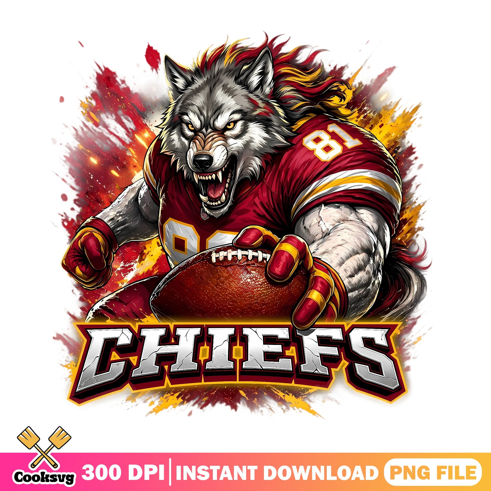 Kansas City Chiefs Wolf Football PNG, Chiefs Mascot PNG, NFL PNG