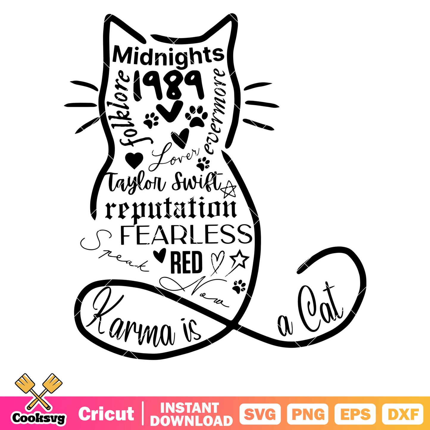 Karma midnights cat taylor svg, karma midnights​ svg, swiftie svg