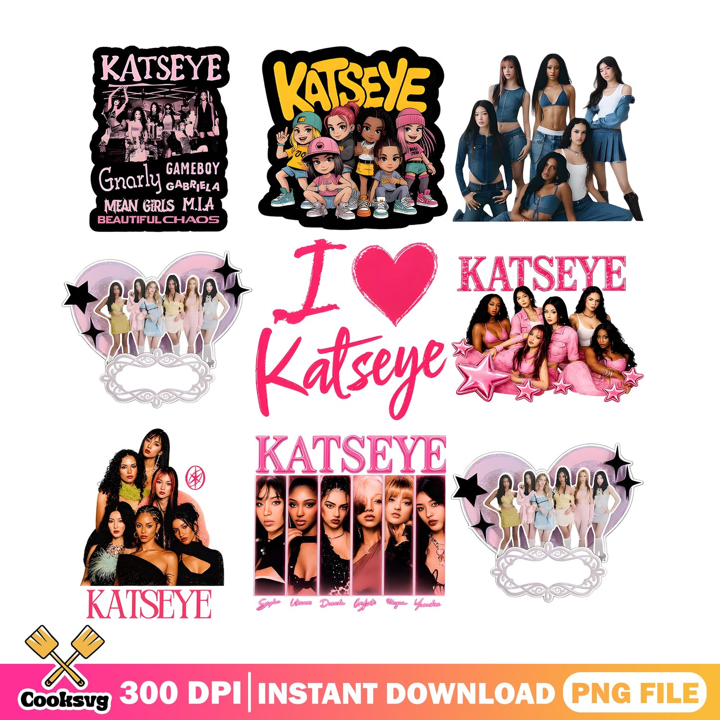 Katseye Bundle PNG, Kpop Girl Group PNG, I Love Katseye PNG
