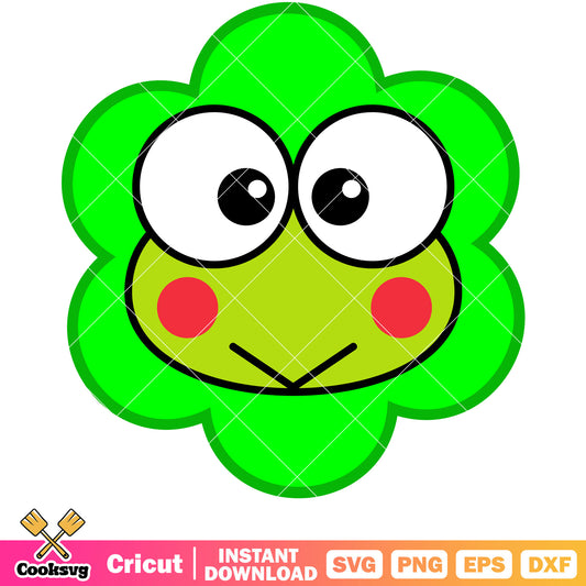 Keroppi face flower svg, keroppi frog​ svg, sanrio cartoon svg