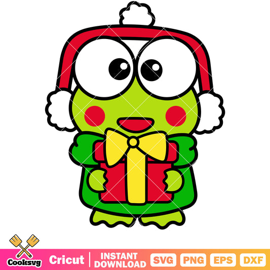 Keroppi frog​ christmas design svg, hello kitty christmas svg