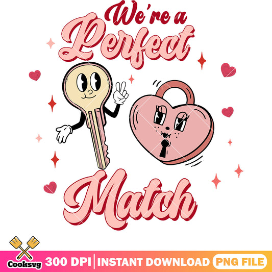 Key and lock we are a perfect match png, valentine day png