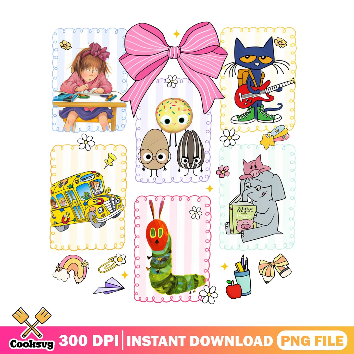 Kids Book Characters Bundle PNG, Back To School PNG, Teacher PNG