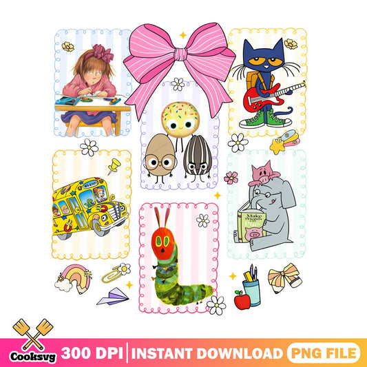 Kids Book Characters Bundle PNG, Back To School PNG, Teacher PNG