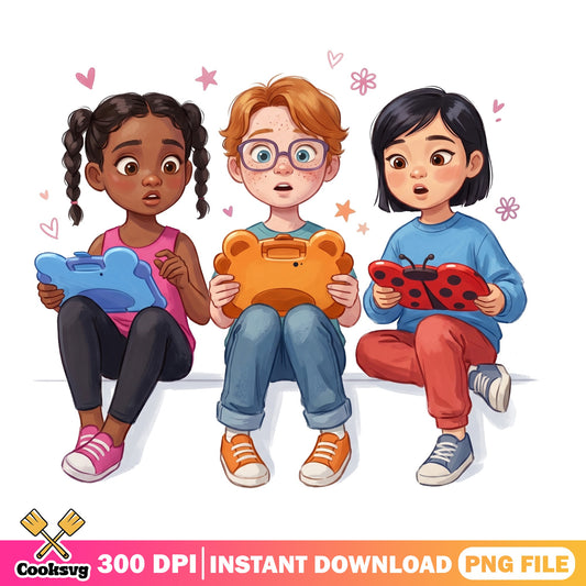 Kids Playing Video Games Clipart PNG, Gamer Kids PNG, Children PNG