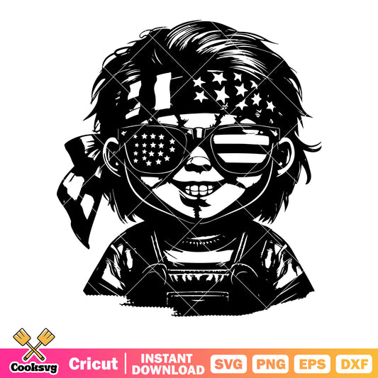 Killer Chucky the doll svg, head wrap svg, scared face svg