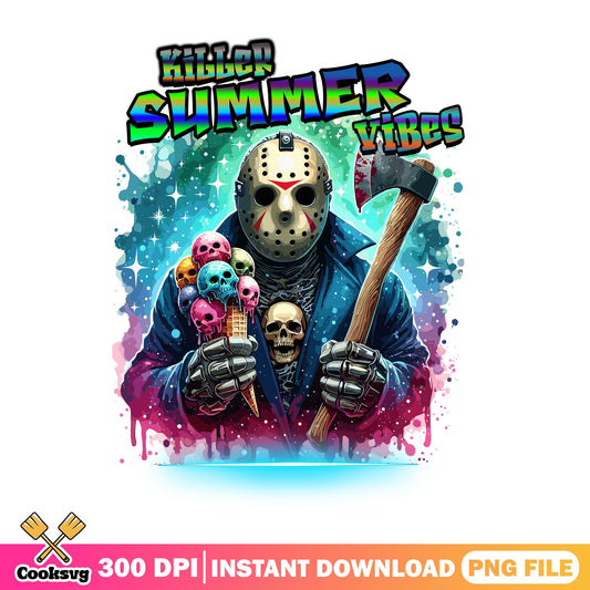 Killer Summer Vibes Jason PNG, Horror Movie PNG, Halloween PNG