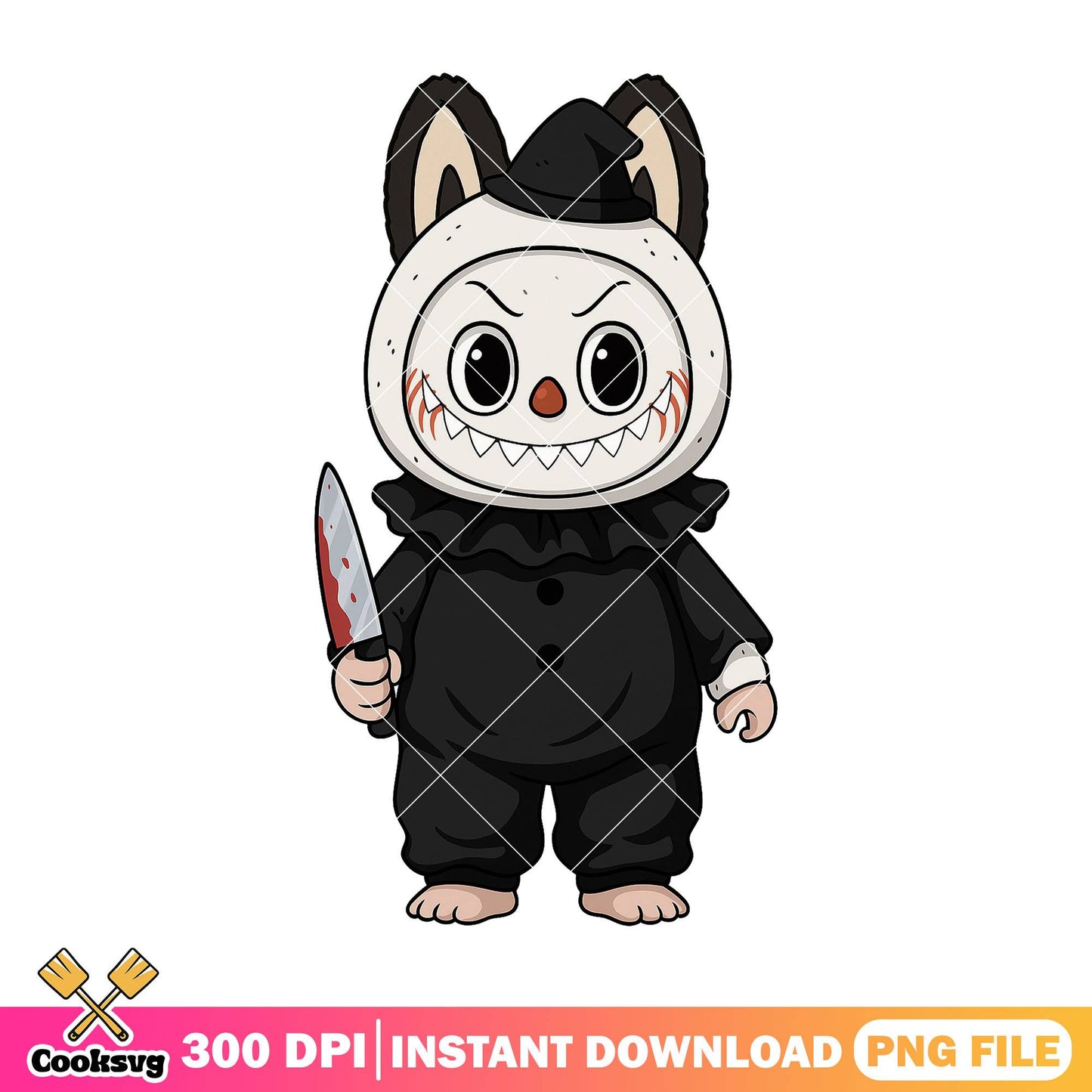 Killer costume labubu png, big labubu png, halloween labubu png