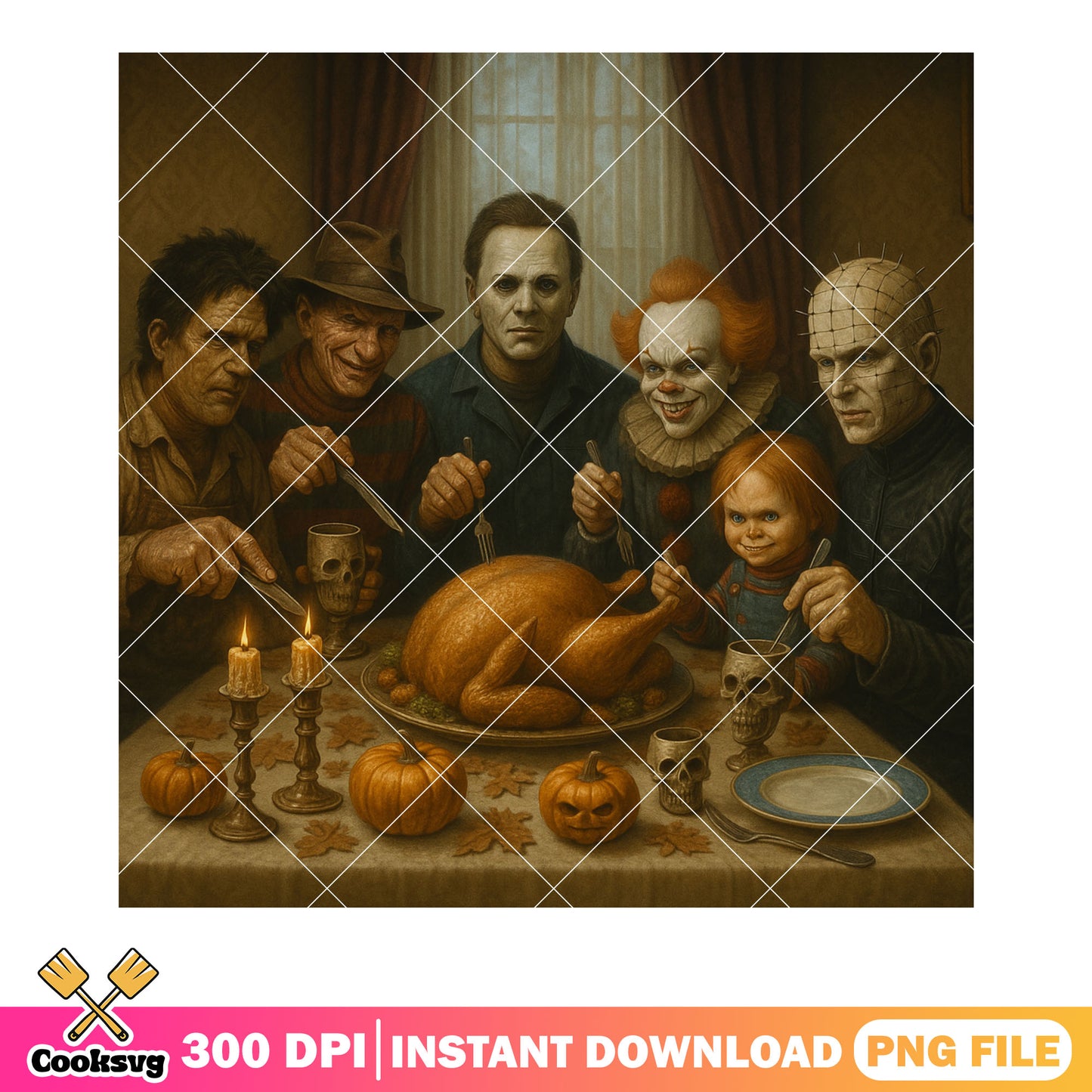 Killer dinner png, thank giving turkey png, micheal myers png