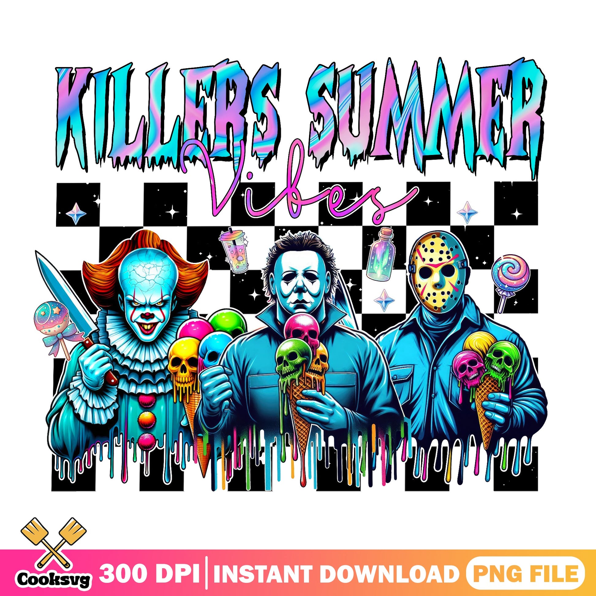 Killers Summer Vibes PNG, Horror Characters Summer, Halloween PNG