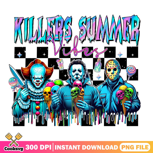 Killers Summer Vibes PNG, Horror Characters Summer, Halloween PNG