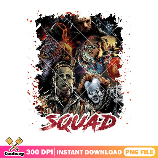 Killers squad halloween design png, halloween vibes png, horror films png