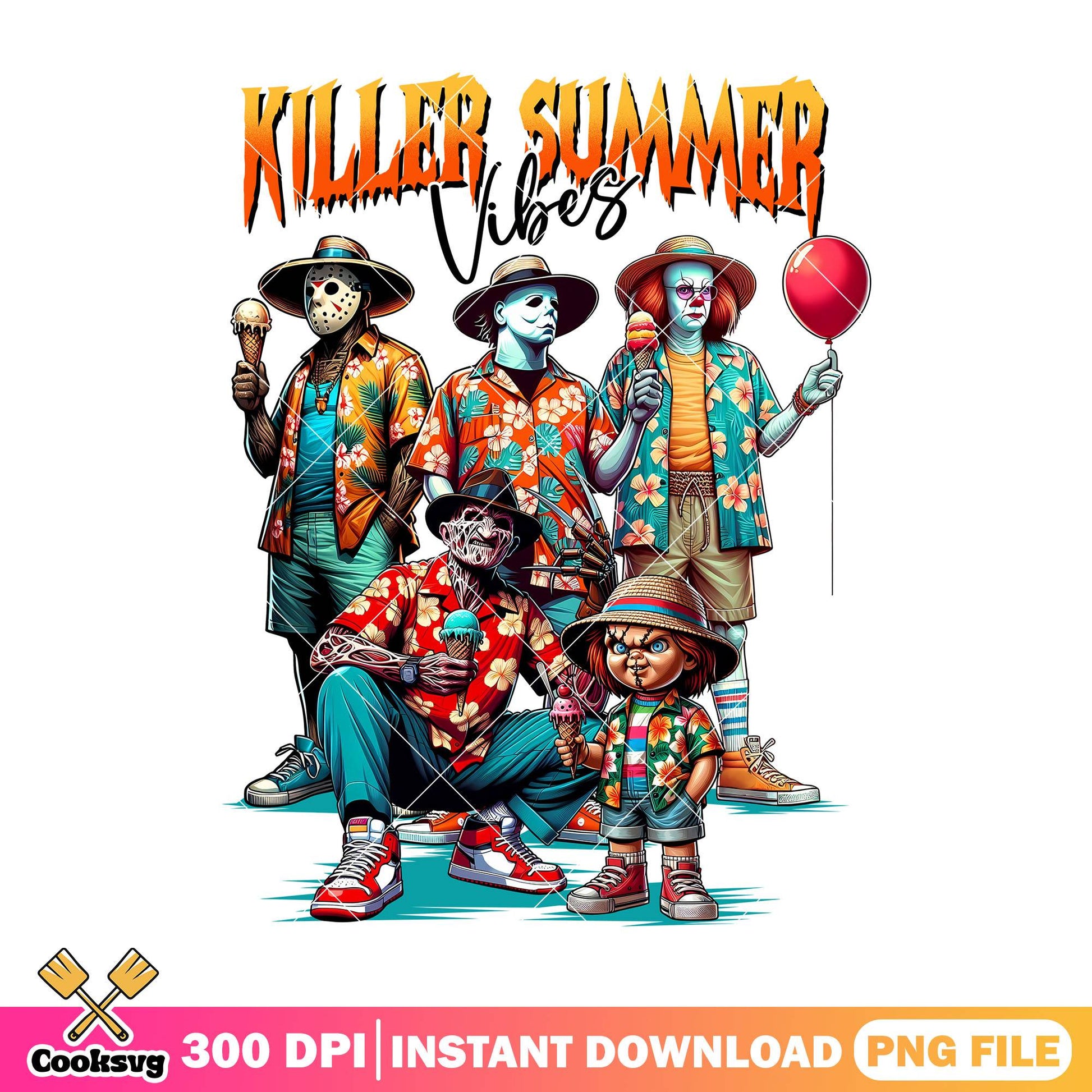Killers summer shirt png, horror movie png, halloween costume png