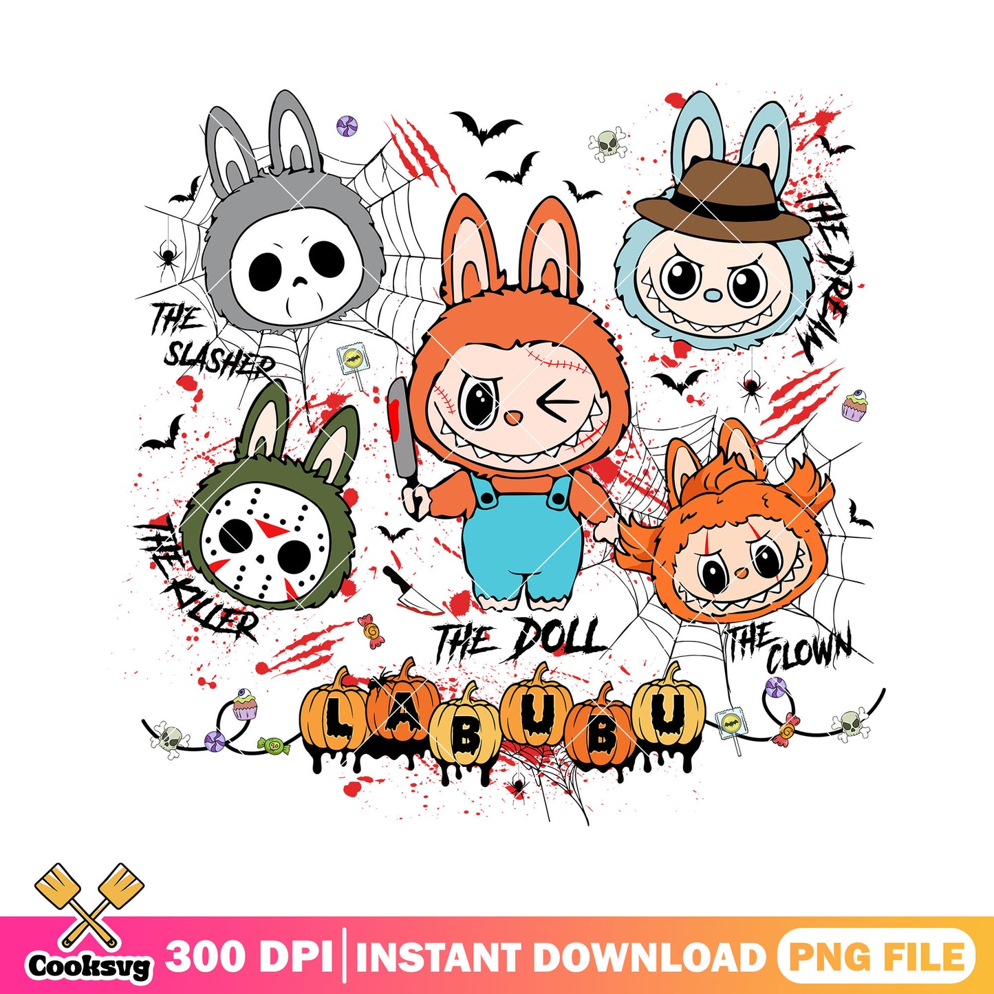 Killers team labubu png, halloween kills png, labubu dolls png