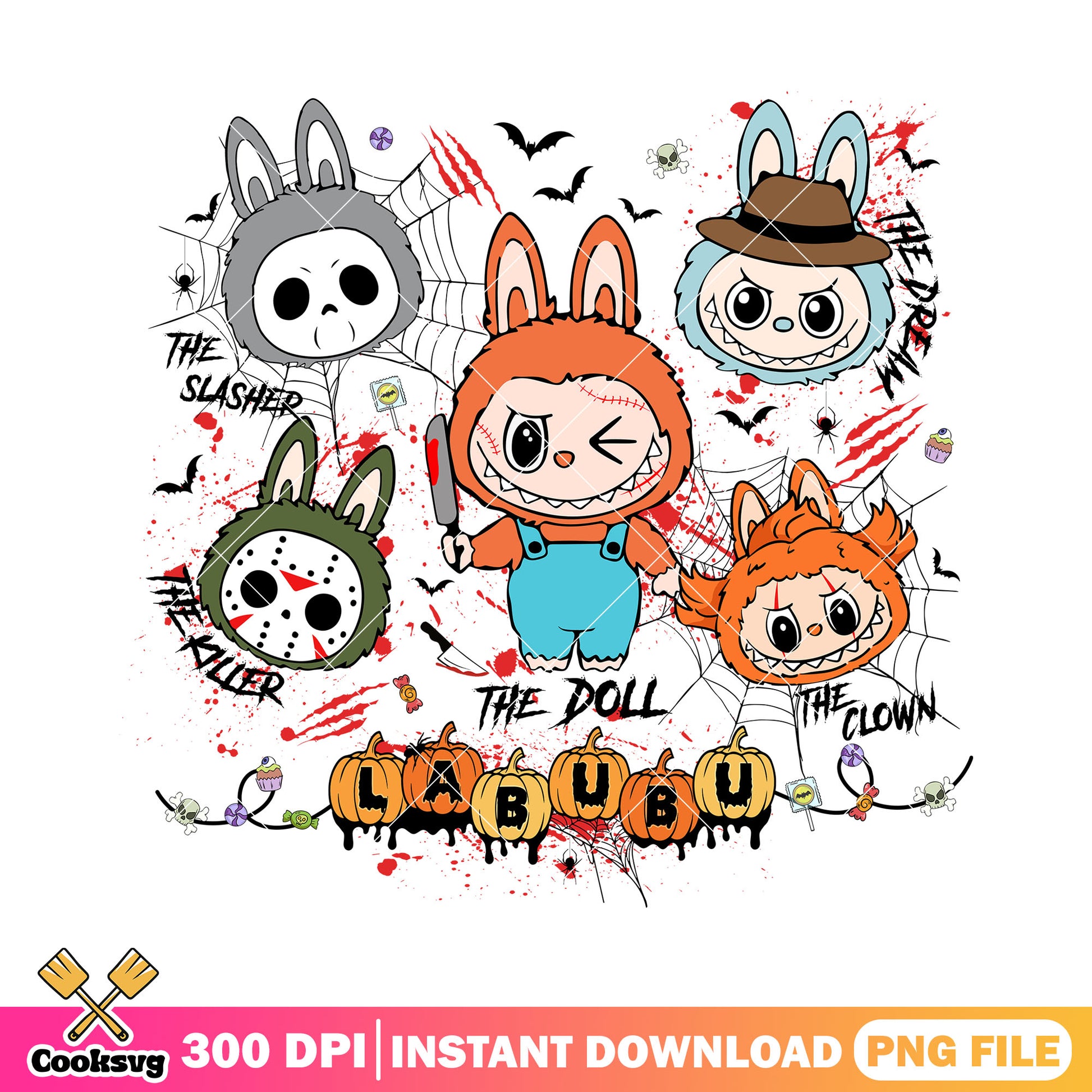 Killers team labubu png, halloween kills png, labubu dolls png