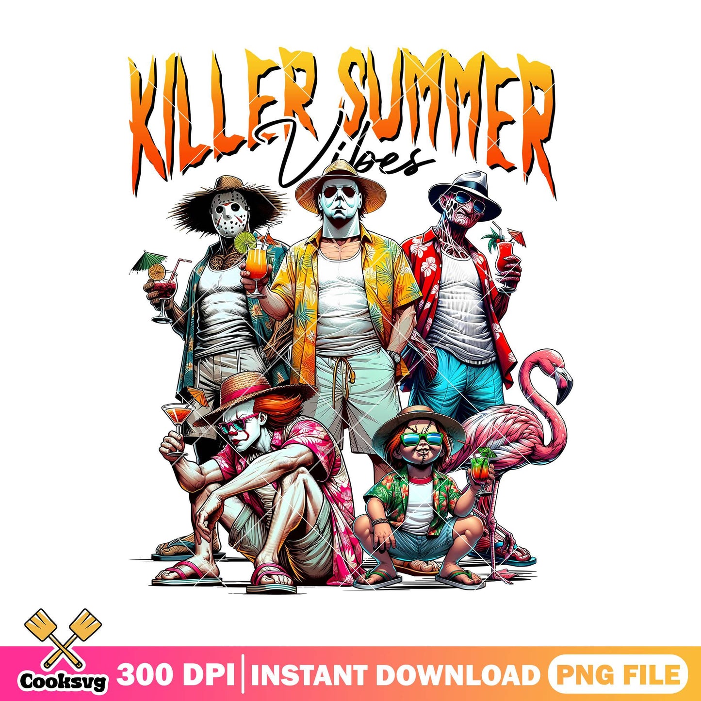 Killer summer floral vibes png, halloween kills png, horror movies png