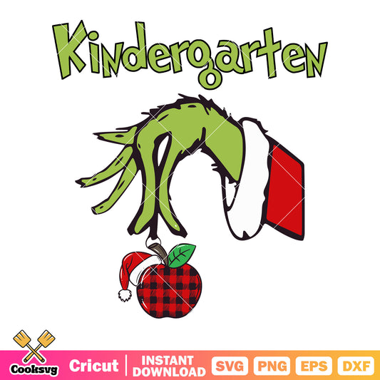 Kindergarden svg, grinch hand svg, santa claus hat svg