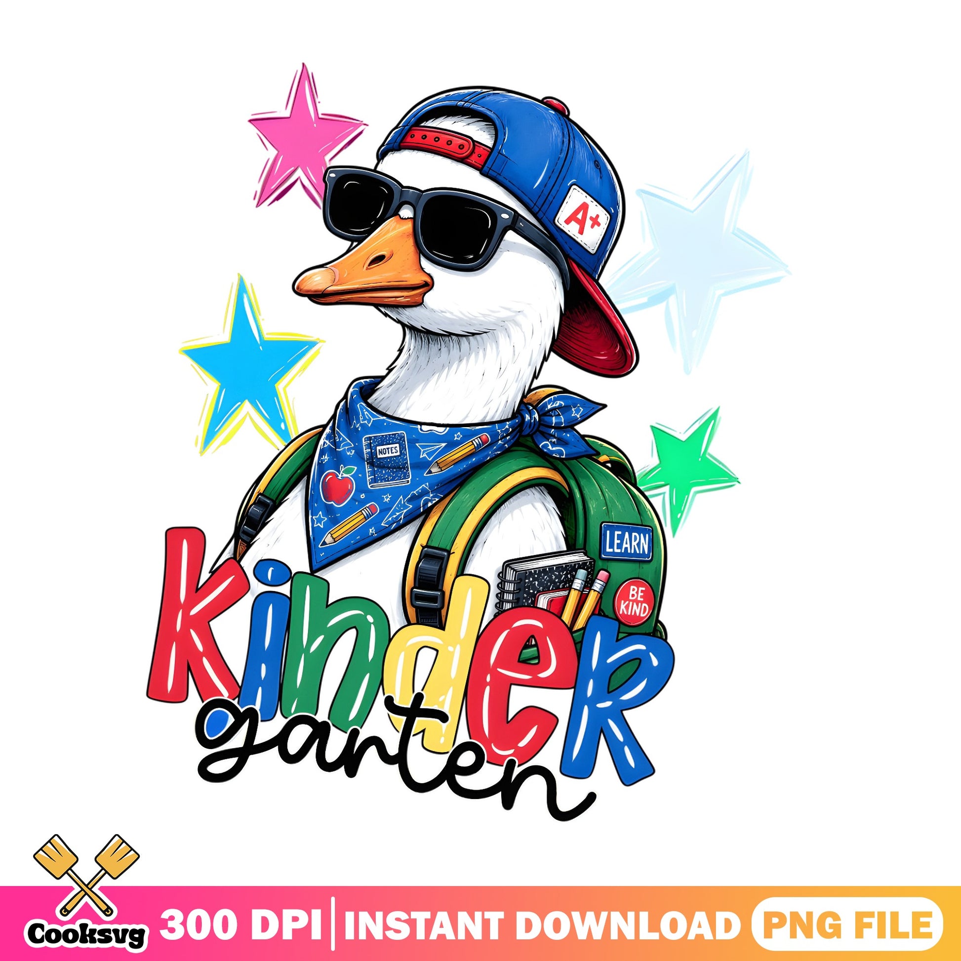 Kindergarten Duck Back To School PNG, Cool Duck PNG, First Day Of School PNG