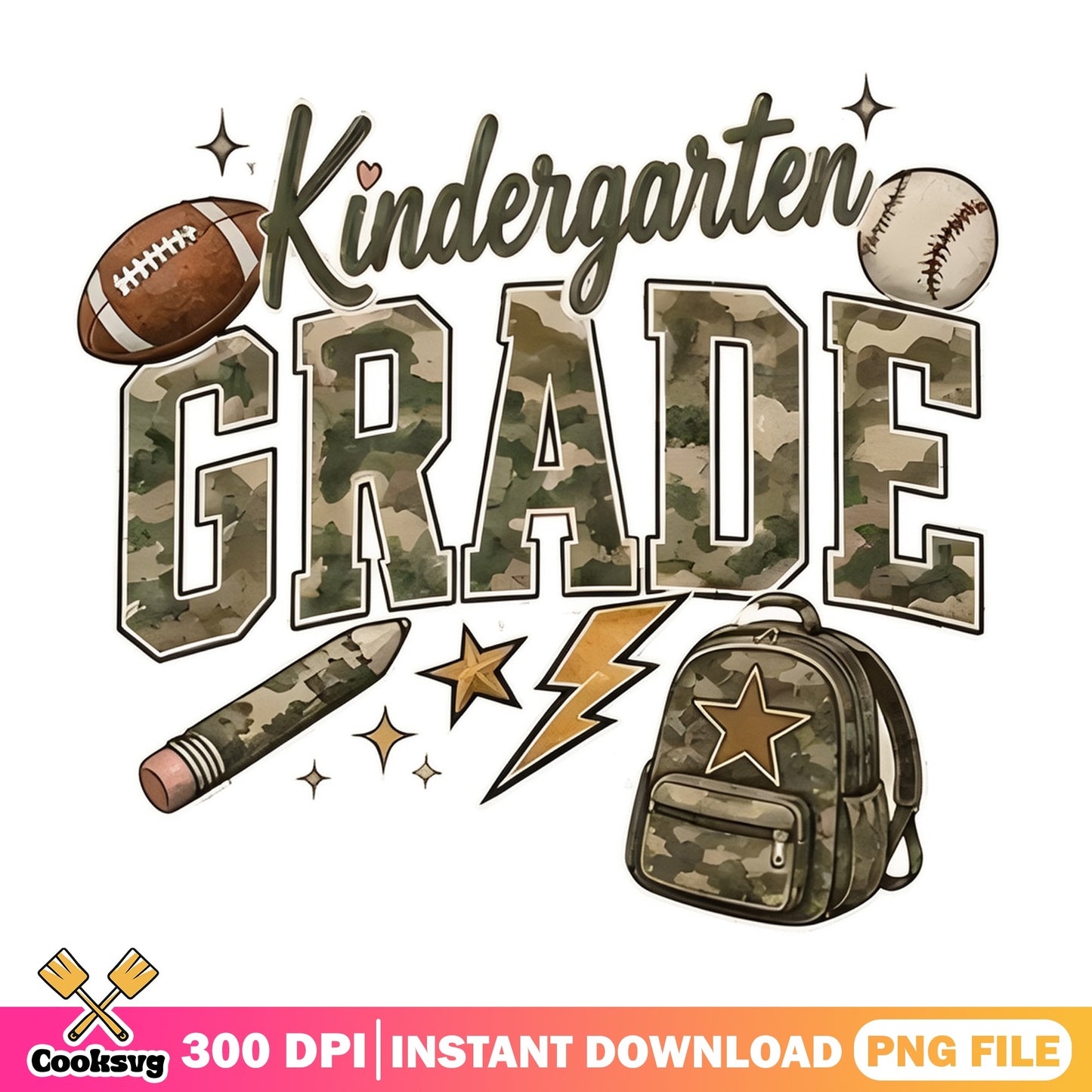 Kindergarten Grade Camo PNG, Back To School PNG, Teacher PNG