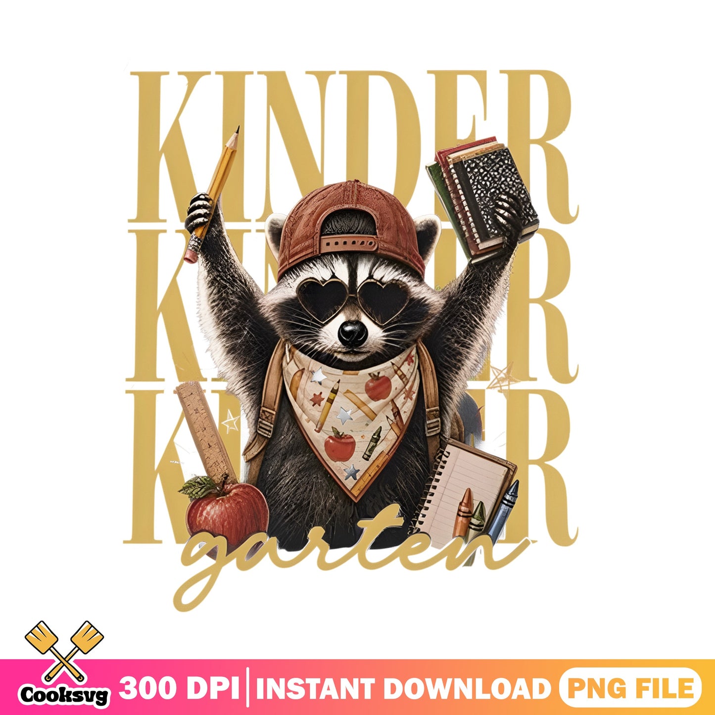 Kindergarten Raccoon Back To School PNG, Teacher PNG, School PNG