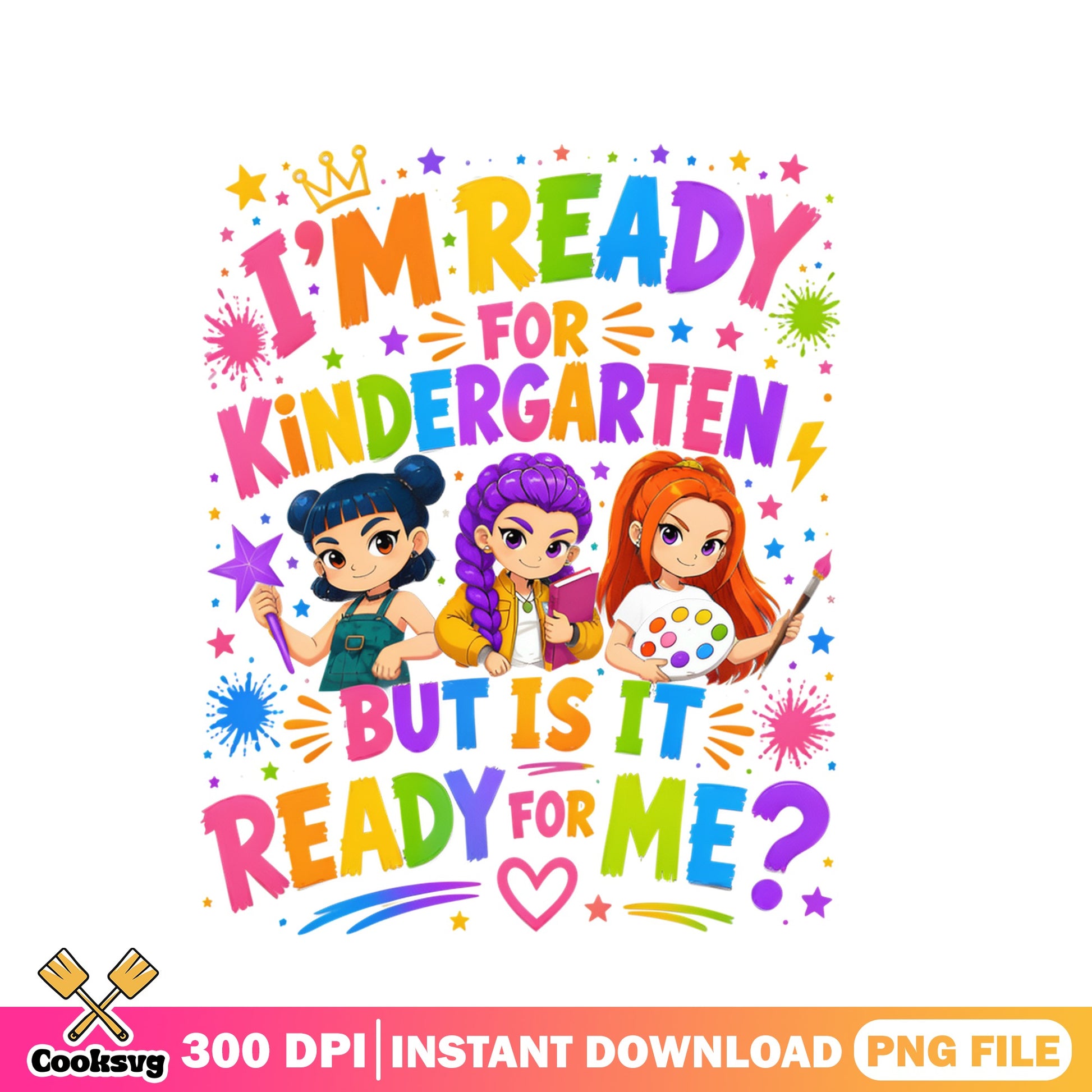 Kindergarten Ready For Me PNG, Cute Girls Back To School, First Day PNG