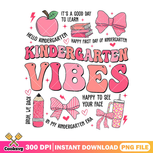 Kindergarten vibes file png, red font png, go back to school png