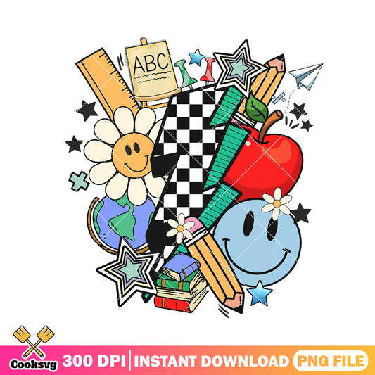 Kinds of study item png, lightning png, back to school art png