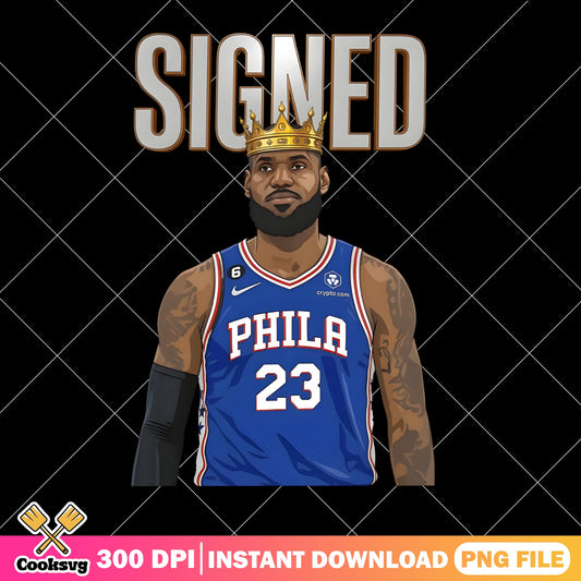 King James Signed Philadelphia 76ers PNG, Basketball PNG, NBA PNG