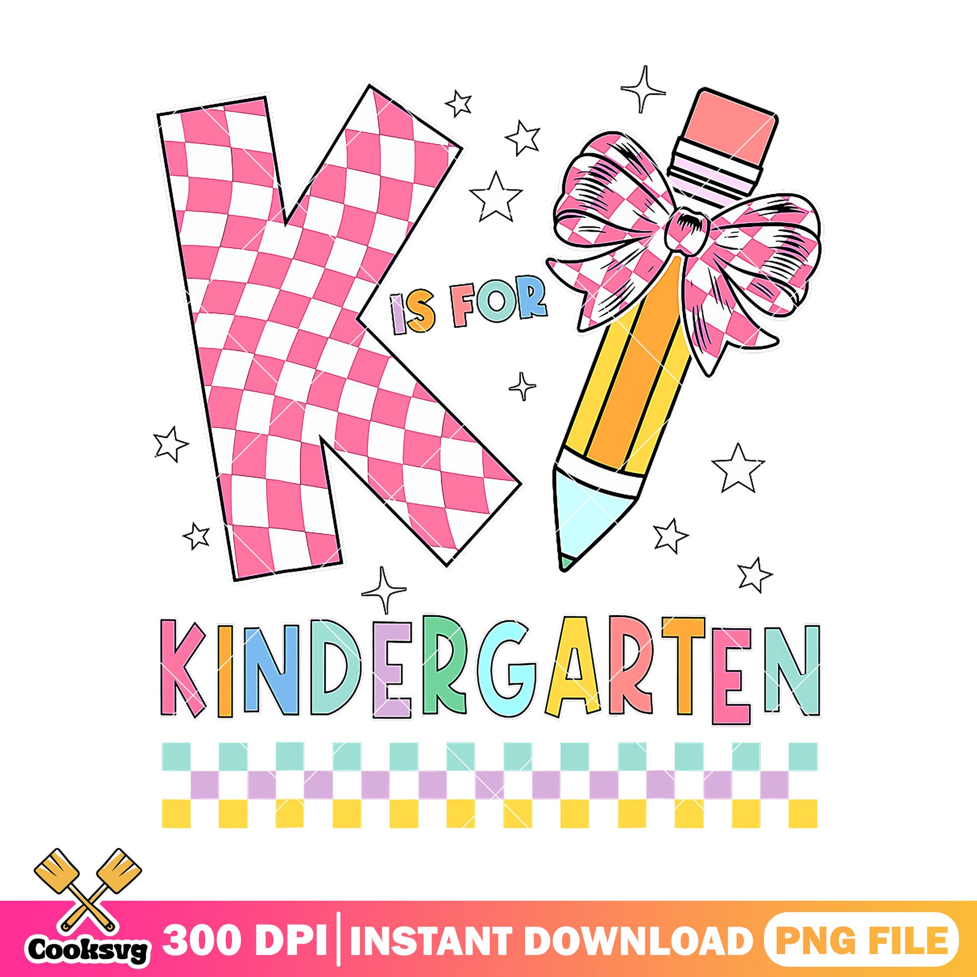 K is for pencil bow png, kindergarten png, welcome back to school png