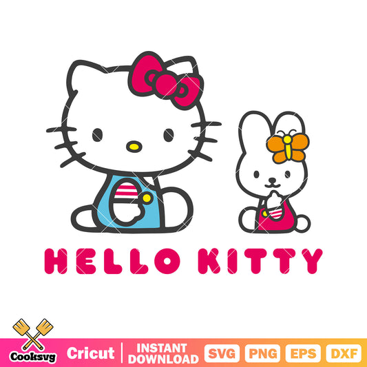 Kitty cat and friends bunny svg, hello kitty friends svg