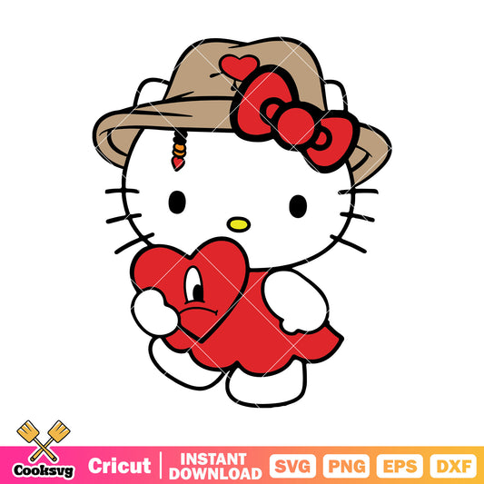 Kitty cat bad bunny valentine svg, hello kitty valentines​ svg, bad bunny svg
