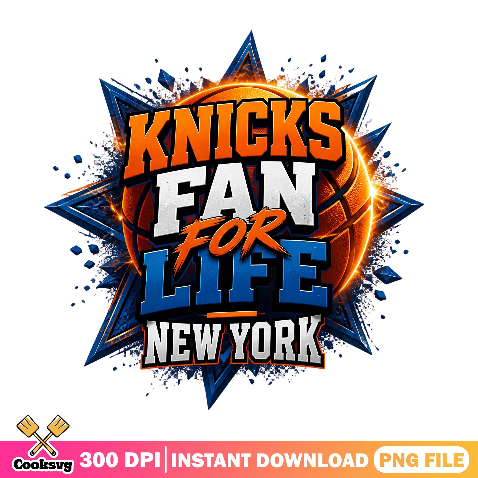 Knicks Fan For Life New York PNG, Basketball Fan PNG, NBA PNG