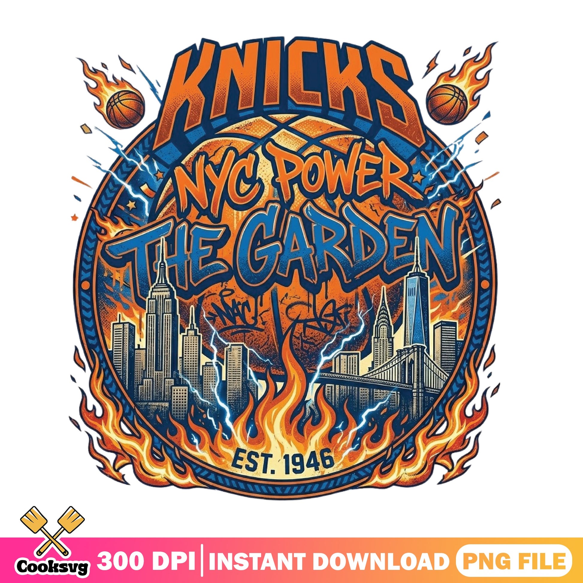 Knicks NYC Power The Garden PNG, Basketball Shirt PNG, NBA PNG