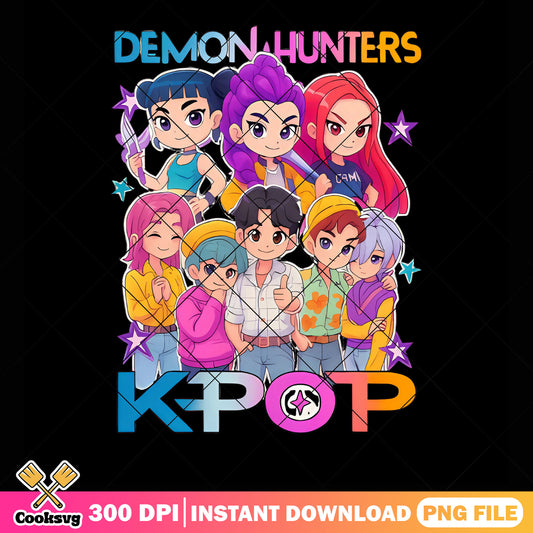 Kpop chibi movie poster png, huntrix movie png, saja boys png