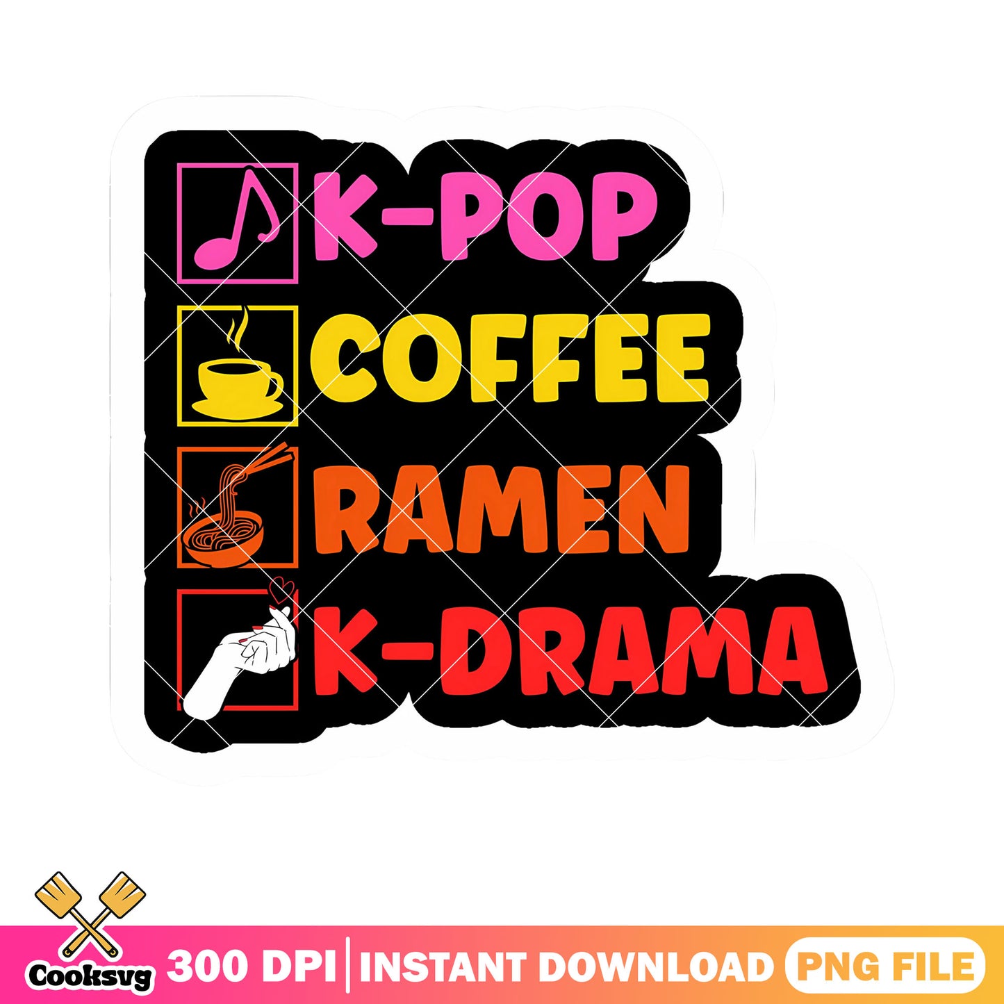 Kpop coffee ramen kdrama png, kdrama lover png, list sticker kpop png