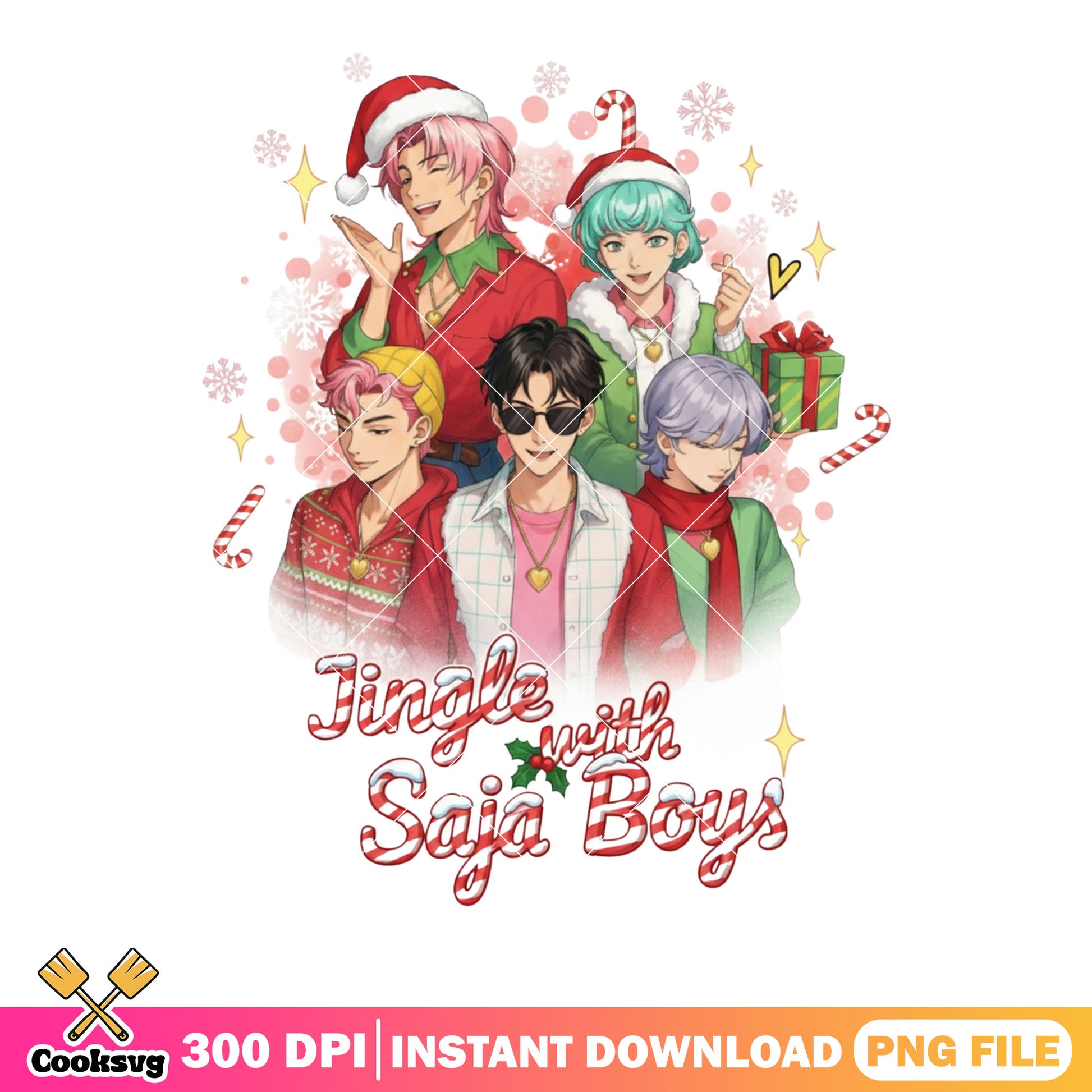 Kpop demon hunter christmas png, christmas gifts png, jinu saja boys png