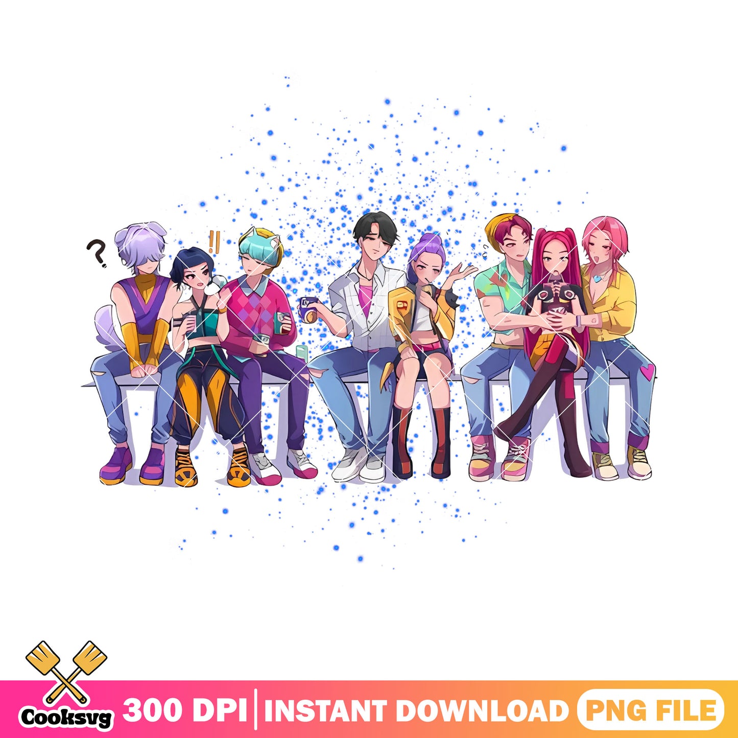 Kpop demon hunters logo png, all group members png, anime members png