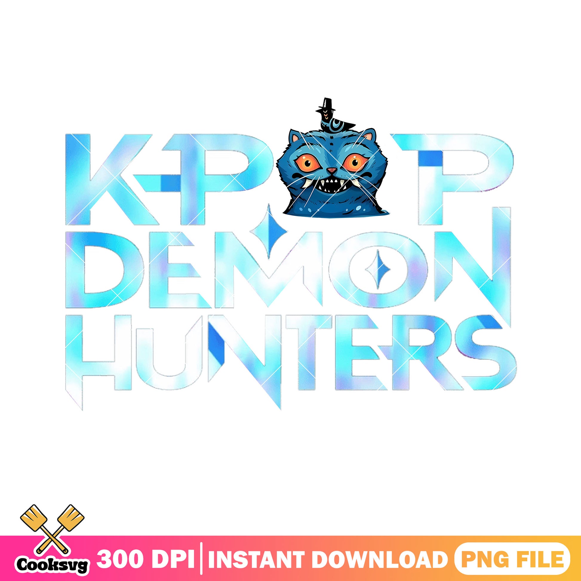 Kpop demon logo cat anime png, blue cat png, blue cat kpop png