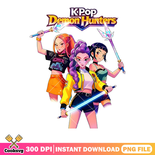 Kpop hunter with weapon png, kpop demon hunters png
